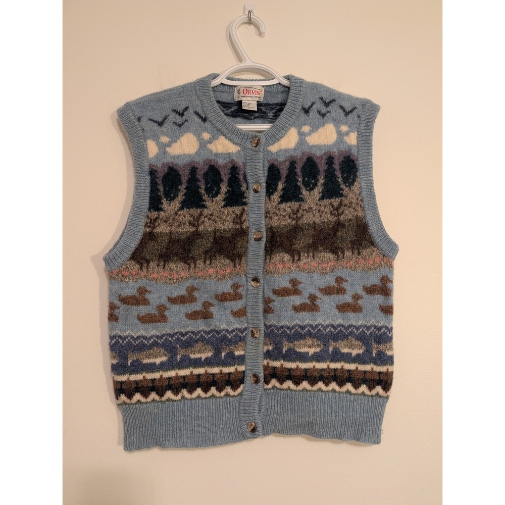 Vintage Orvis 100% Wool Vest Women's XL (Fits Medium) Duck Deer Fish Hunting
